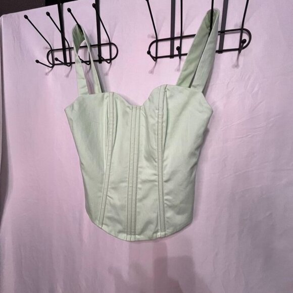 BY.DYLN Casey Corset Top Mint Green Medium NWOT - Picture 9 of 11